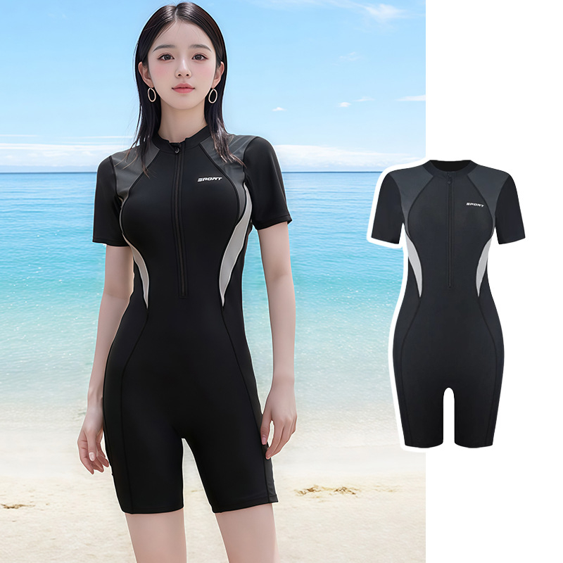 Costum de baie întreg sport pentru scufundări și spa, stil coreean, plus size, 2025 model nou