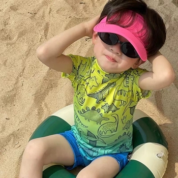 Costum de baie pentru copii, unisex, cu dinozaur, dintr-o singură piesă, 1–12 ani