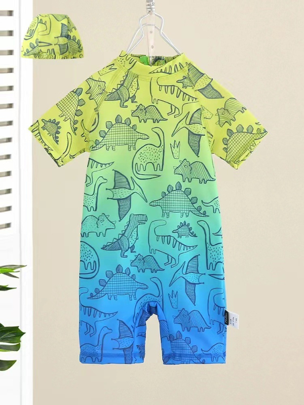 Costum de baie pentru copii, unisex, cu dinozaur, dintr-o singură piesă, 1–12 ani