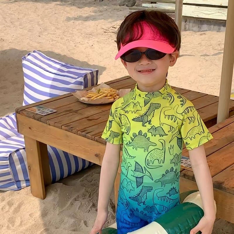 Costum de baie pentru copii, unisex, cu dinozaur, dintr-o singură piesă, 1–12 ani