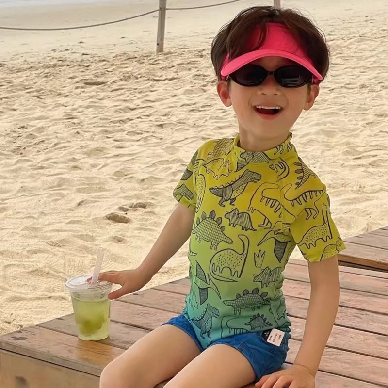Costum de baie pentru copii, unisex, cu dinozaur, dintr-o singură piesă, 1–12 ani