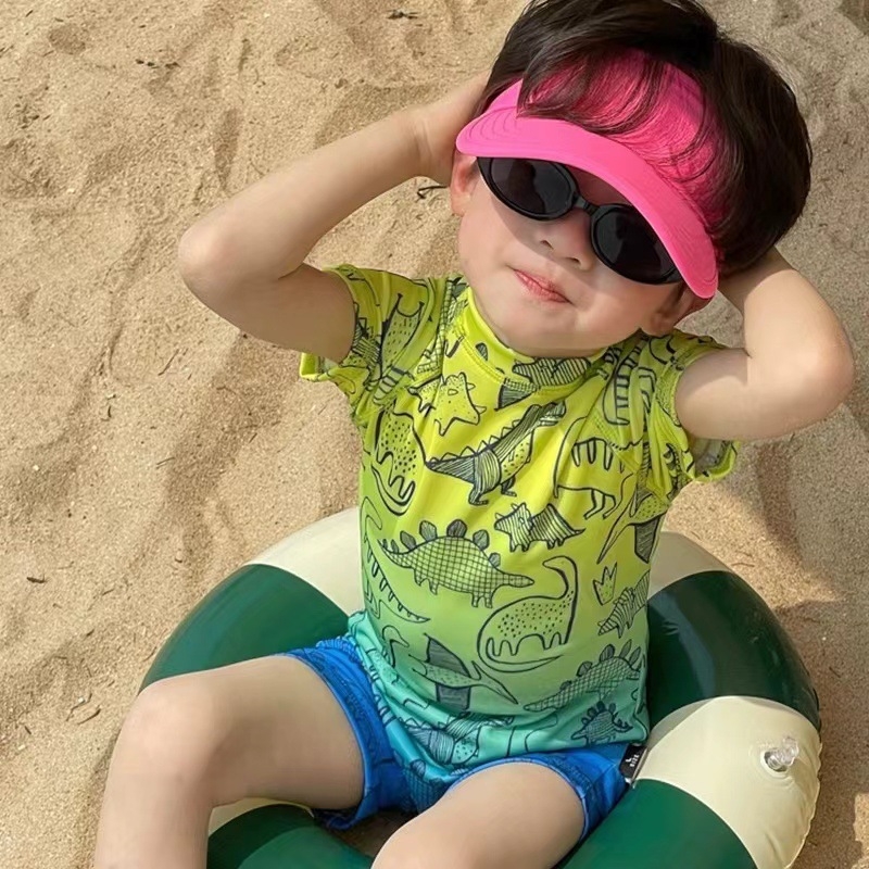 Costum de baie pentru copii, unisex, cu dinozaur, dintr-o singură piesă, 1–12 ani