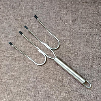 Furculă de grătar din oțel inoxidabil cu mâner din sârmă – furculă mare pentru curcan, pui la rotisor și miel, pentru gătit în aer liber