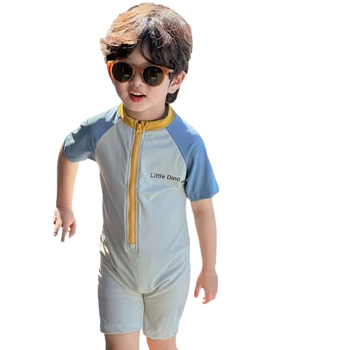 2025 Costum de baie unisex pentru copii, dintr-o piesă, imprimeu cu desene animate, mâneci scurte, croială boxer