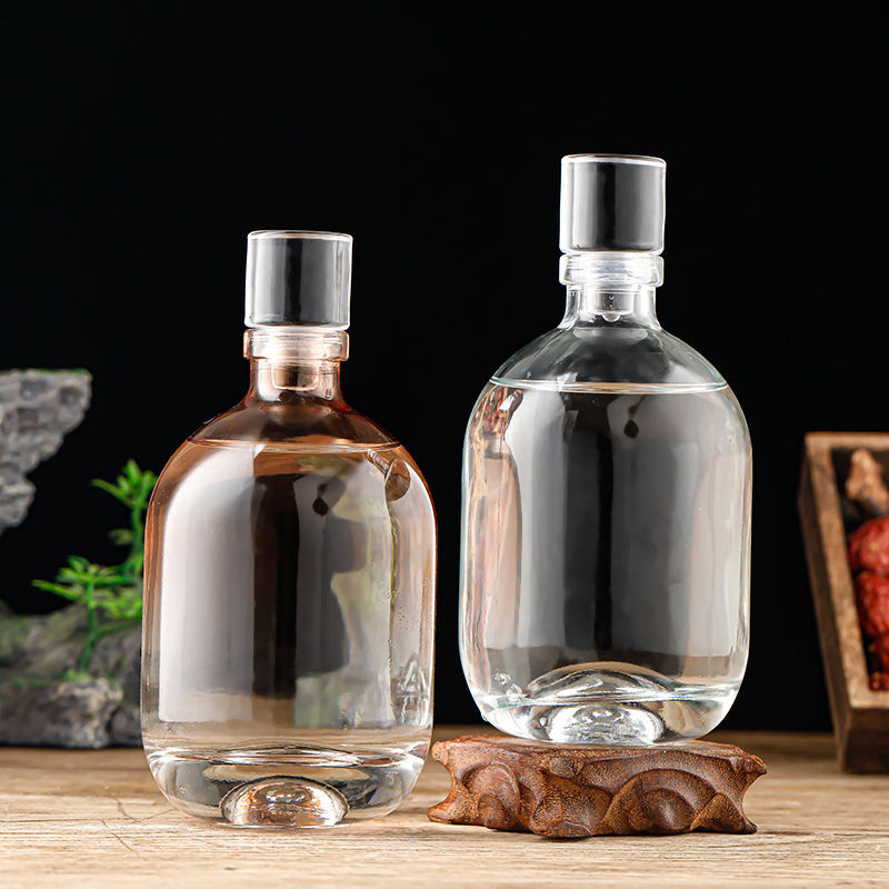 Sticlă de sticlă cu nuanțe gradient pentru lichior, 500 ml, recipient transparent pentru vin de fructe și fermentare acasă.