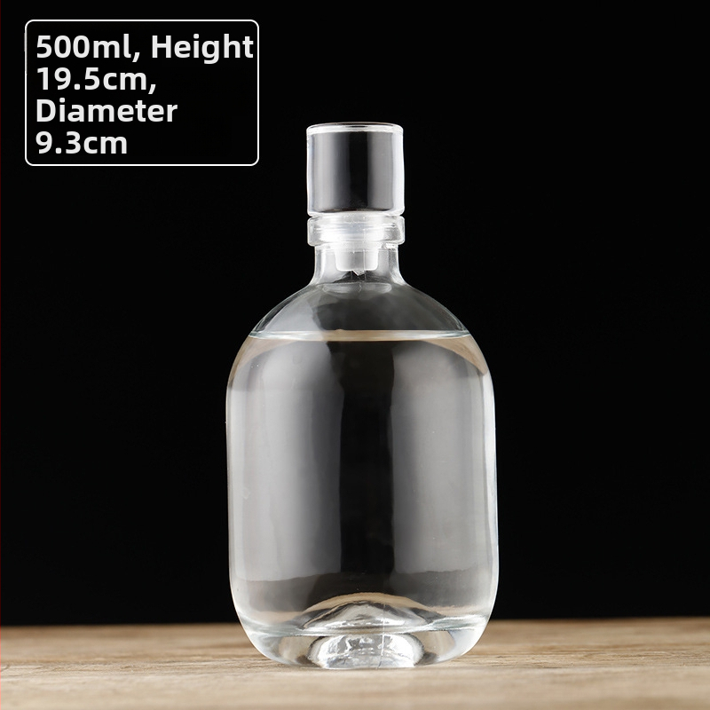 Sklenená fľaša s prechodovým odtieňom na alkohol, 500 ml, priehľadná fľaša na ovocné víno a domáce varenie piva.