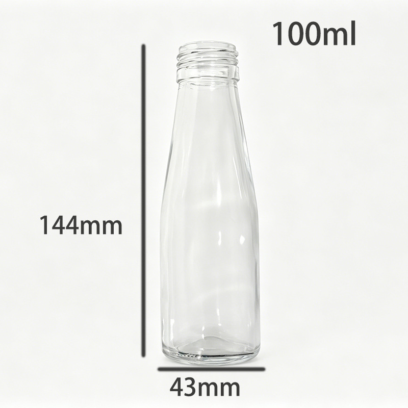 Sticlă din sticlă transparentă de 100 ml pentru lichide orale, suplimente de sănătate, cu capac de blocare
