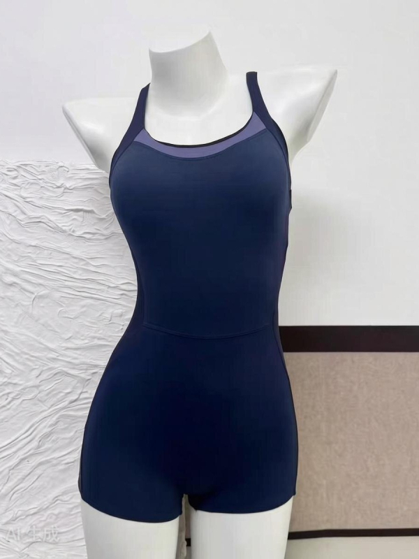 Costum de baie Wate pentru femei – croială pătrată slimming, one-piece, fără mâneci, nylon solid, pentru piscină și izvoare termale