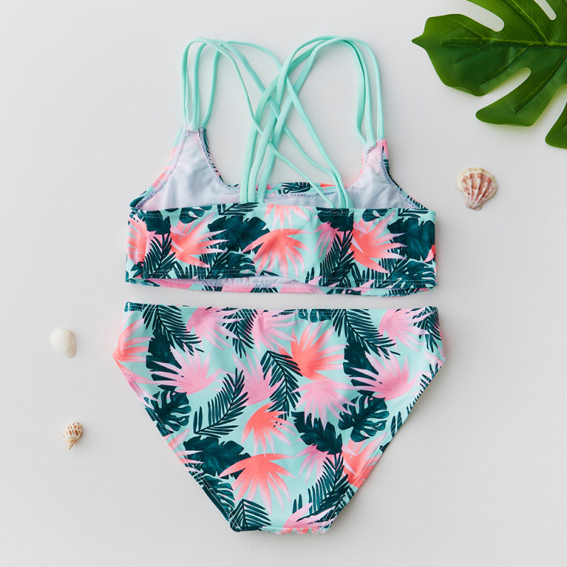 Costum de baie pentru fete, două piese, 9–14 ani, înaltă calitate, model 9501