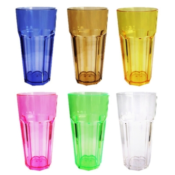 Pahar octagonal din PC transparent pentru apă, ceai, bere și suc — pentru restaurant și bufet