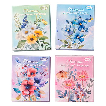 Autocolante retro cu flori, plante și fluturi – set în cutie, impermeabile, pentru colaje și jurnal DIY