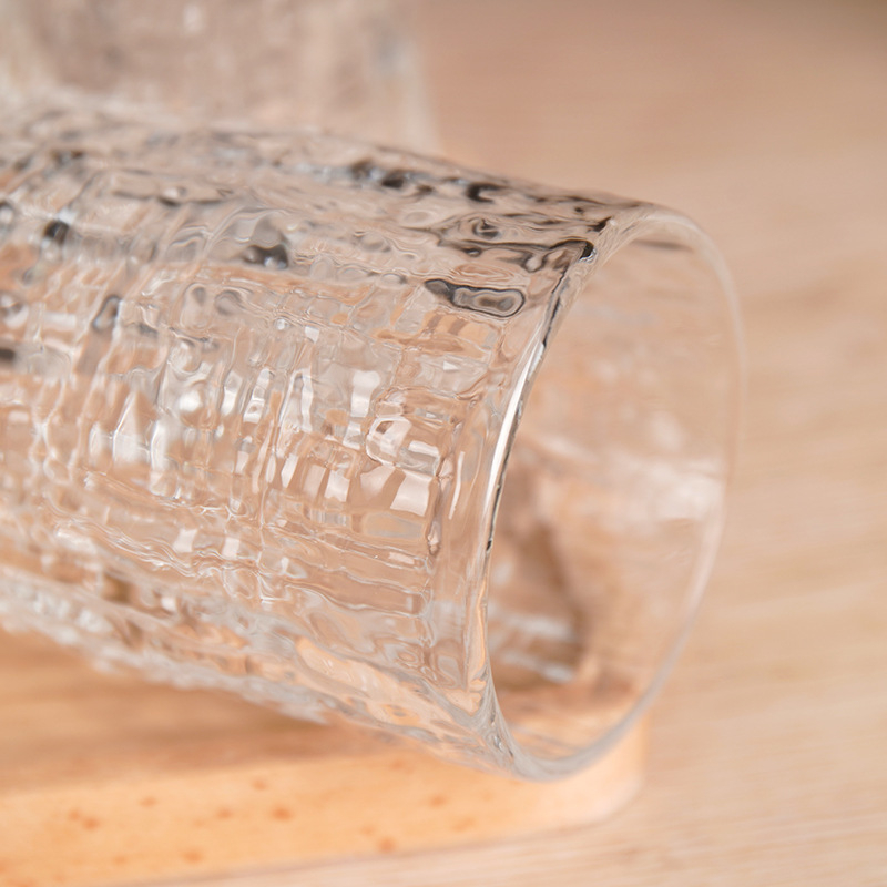 Pahar din sticlă cu model de scoarță și margine aurie, transparent, pentru apă sau vin, cadou de nuntă, utilizare casnică, cu un singur strat