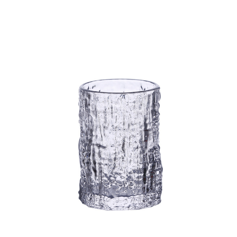 Pahar din sticlă cu model de scoarță și margine aurie, transparent, pentru apă sau vin, cadou de nuntă, utilizare casnică, cu un singur strat