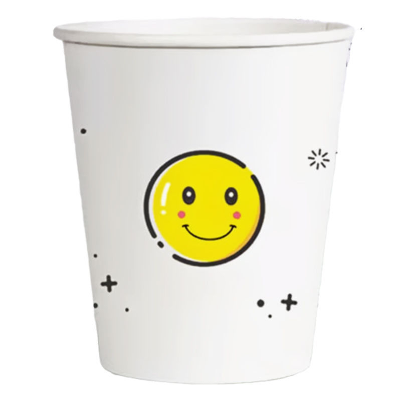 Three Bamboos căni de hârtie cu design cartoon, pahare de unică folosință pentru ceai, uz casnic, 101–200 ml, set de 50 bucăți, imprimare logo posibil