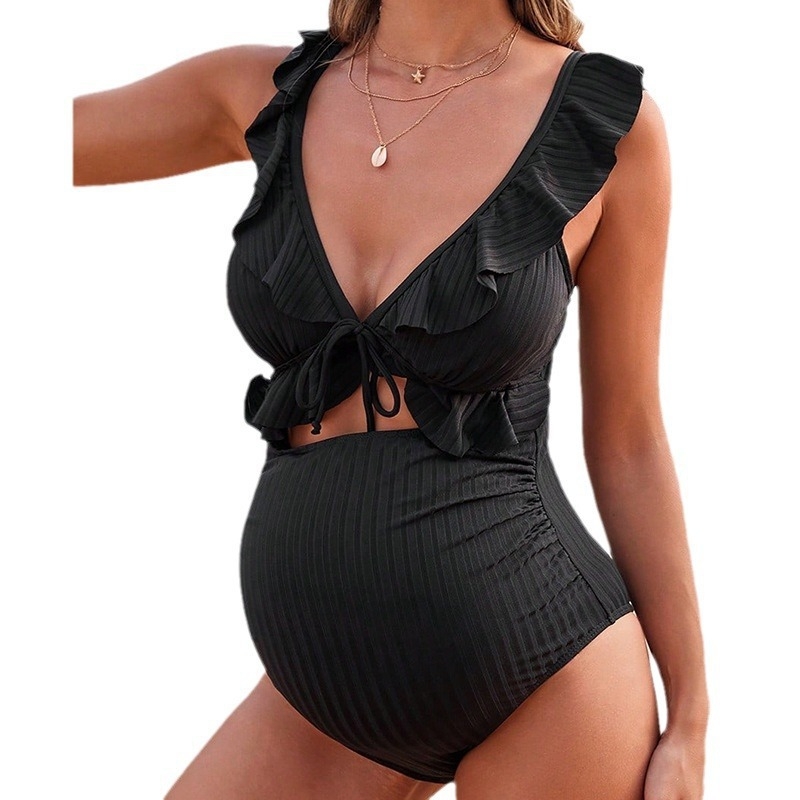 Costum de baie de maternitate, model dintr-o bucată, stil conservator european-american, culoare solidă, 2026, nou model, cu căptușeală pentru bust, fără sârmă, pentru plajă.