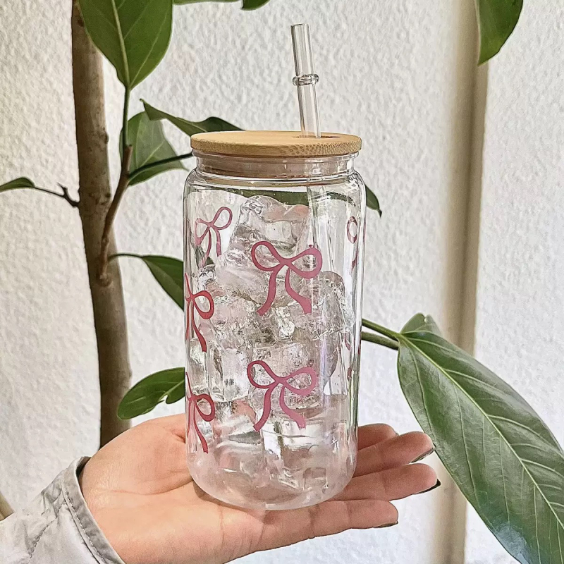 Pahar din plastic cu funda, portabil pentru apă și lapte, cu pai, design modern luxos