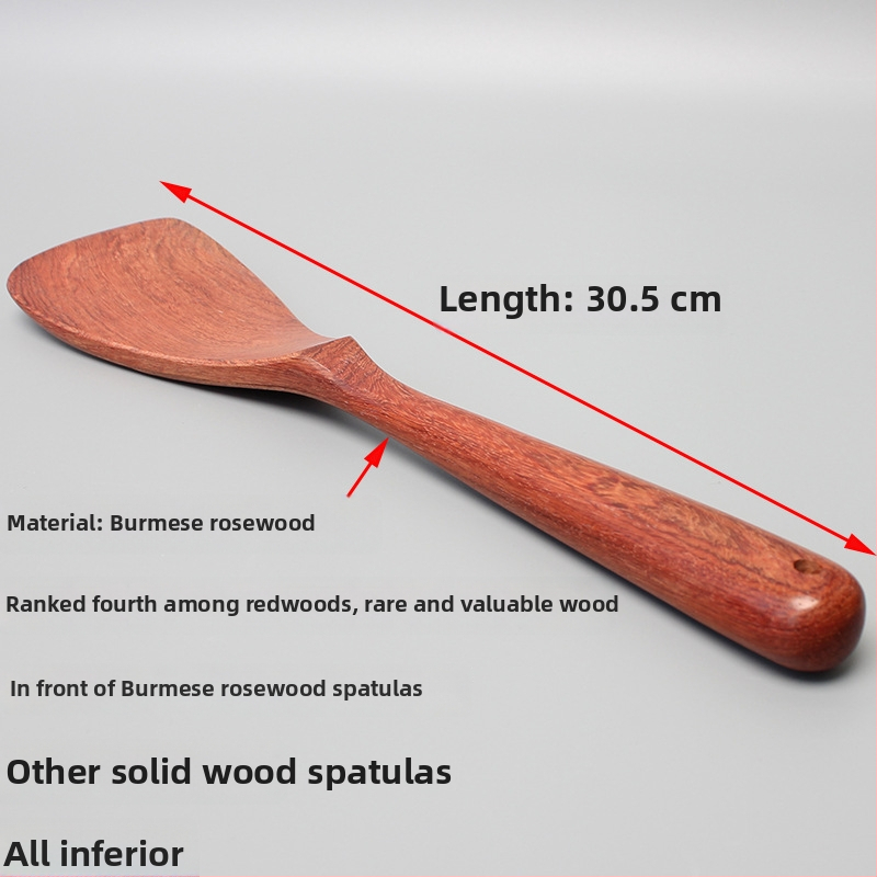 Spatulă din palisandru, pentru tigăi antiaderente, rezistentă la temperaturi înalte, protecție împotriva arsurilor, lemn solid, spatulă mică cu mâner scurt pentru prăjit