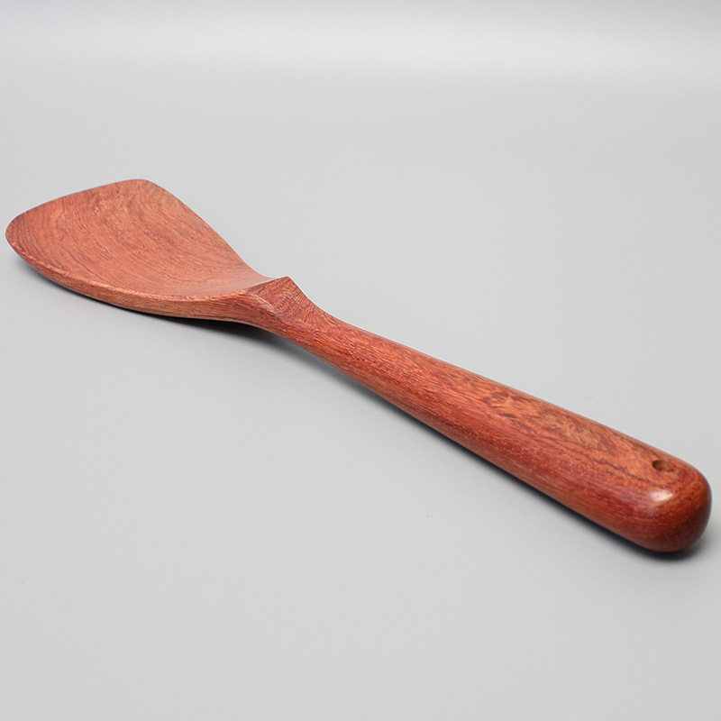 Spatulă din palisandru, pentru tigăi antiaderente, rezistentă la temperaturi înalte, protecție împotriva arsurilor, lemn solid, spatulă mică cu mâner scurt pentru prăjit