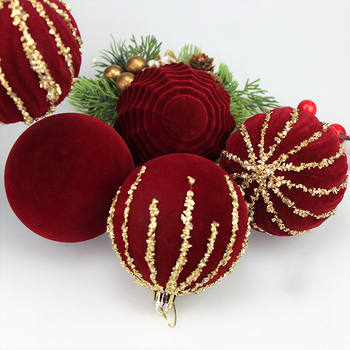 Minge de Crăciun din pluș cu aspect flokat, 8 cm, ornament pentru brad