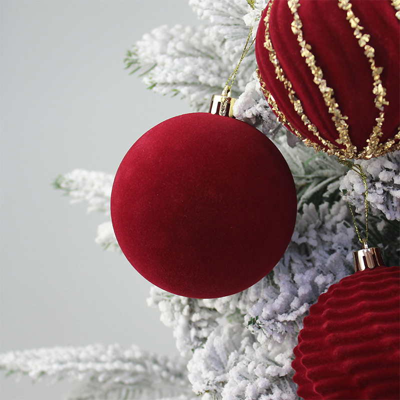 Minge de Crăciun din pluș cu aspect flokat, 8 cm, ornament pentru brad