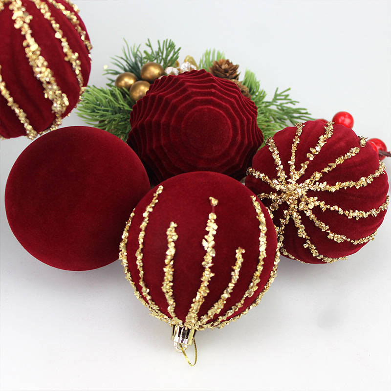 Minge de Crăciun din pluș cu aspect flokat, 8 cm, ornament pentru brad