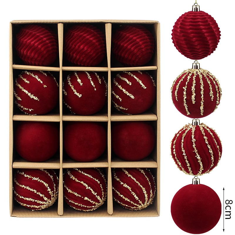 Minge de Crăciun din pluș cu aspect flokat, 8 cm, ornament pentru brad