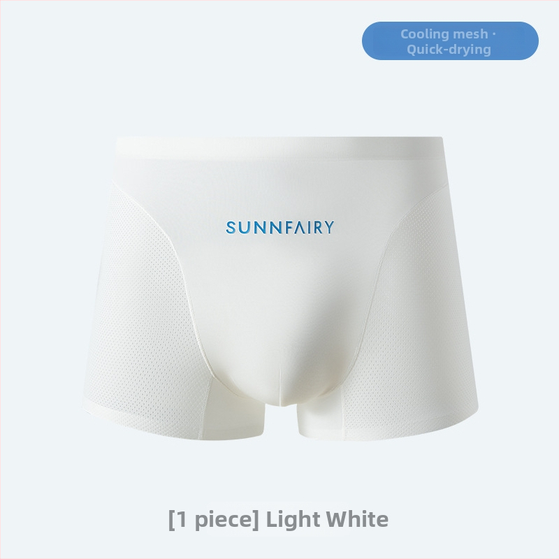 Boxeri bărbați fără cusături Ice Silk, cu plasă respirabilă, protecție antibacteriană, elastici înalți, pentru vară, sport