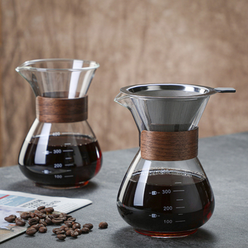 Üveg pour-over kávéfőző készlet szűrő pohárral
