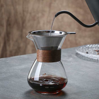 Üveg pour-over kávéfőző készlet szűrő pohárral