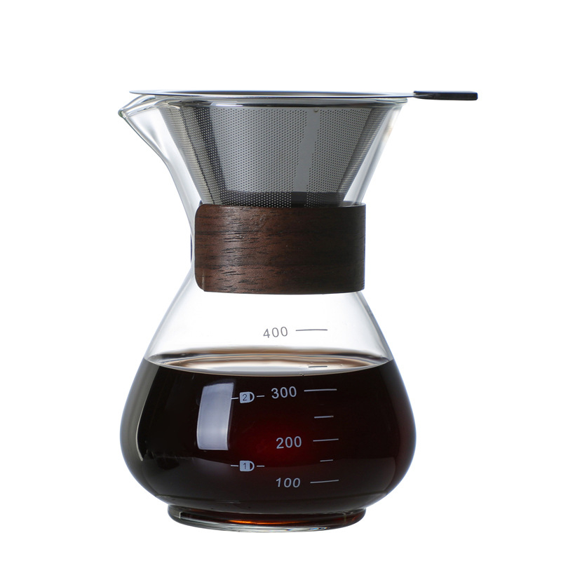 Üveg pour-over kávéfőző készlet szűrő pohárral