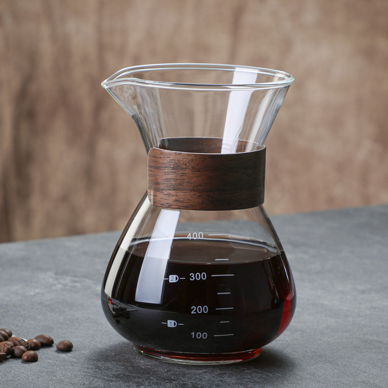 Üveg pour-over kávéfőző készlet szűrő pohárral