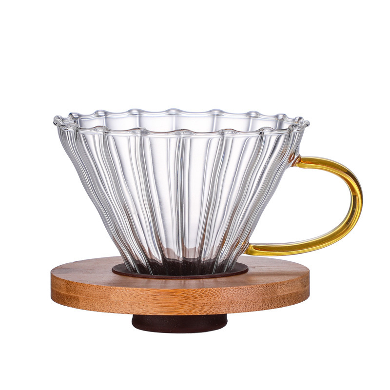 Cafetieră din sticlă rezistentă la temperaturi înalte, în stil european, cu gură ascuțită pentru preparare manuală și cu un recipient de măsurare a laptelui.