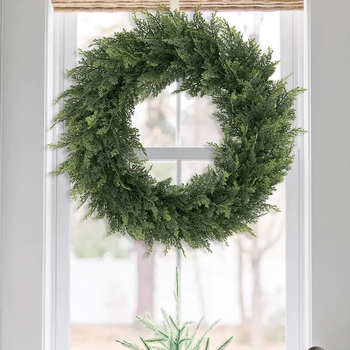 Ghirlandă artificială de cedru, veșnic verde, pentru ușa de la intrare, decor pentru orice anotimp și Crăciun.