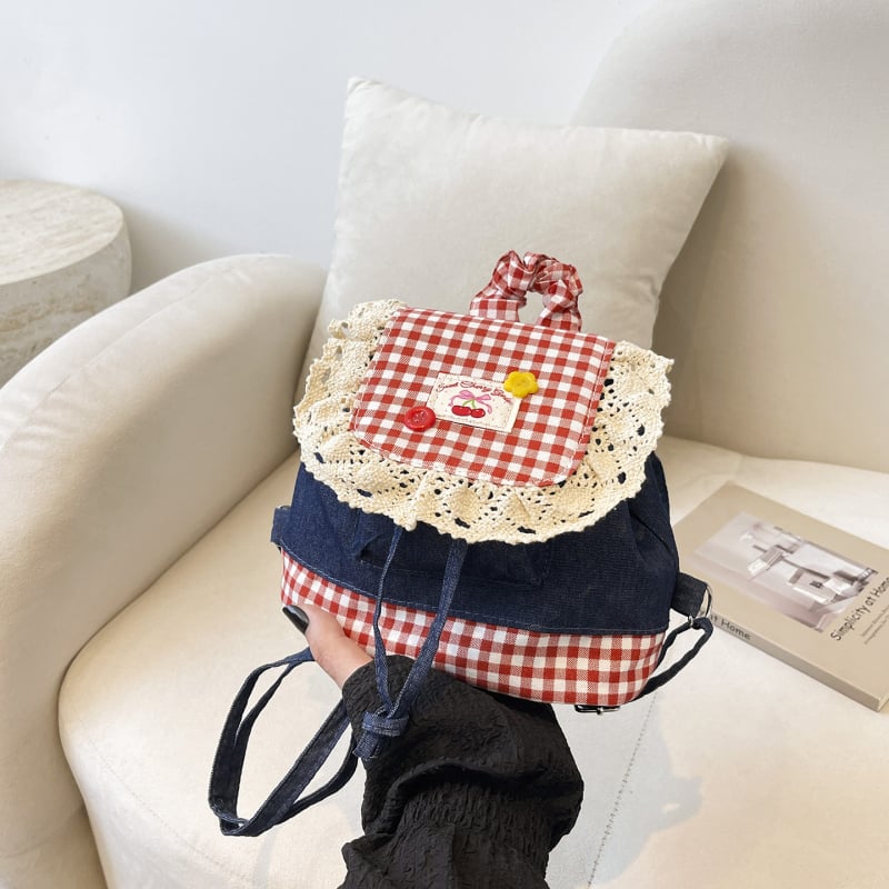 Rucsac în stil japonez, dantelă dulce și pură, cu aplicații florale, 2026 versiune coreeană, rucsac mic pentru fete