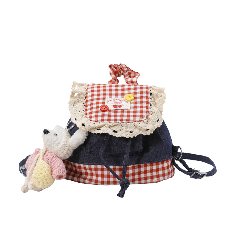 Rucsac în stil japonez, dantelă dulce și pură, cu aplicații florale, 2026 versiune coreeană, rucsac mic pentru fete