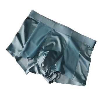 Lenjerie intimă bărbătească din ice silk, finisaj satin, respirabilă, boxer briefs cu plasă, pentru vară