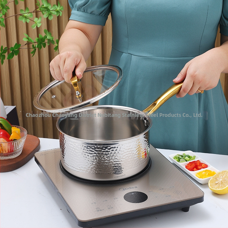 Set de vase din oțel inoxidabil 304, cu suprafață antiaderentă și capace de sticlă
