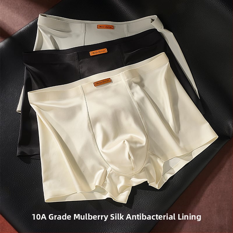 Boxeri pentru bărbați, din ice silk, respirabili, cu căptușeală din mătase de mulberry, antibacteriali, fără cusături, boxer briefs, 10A