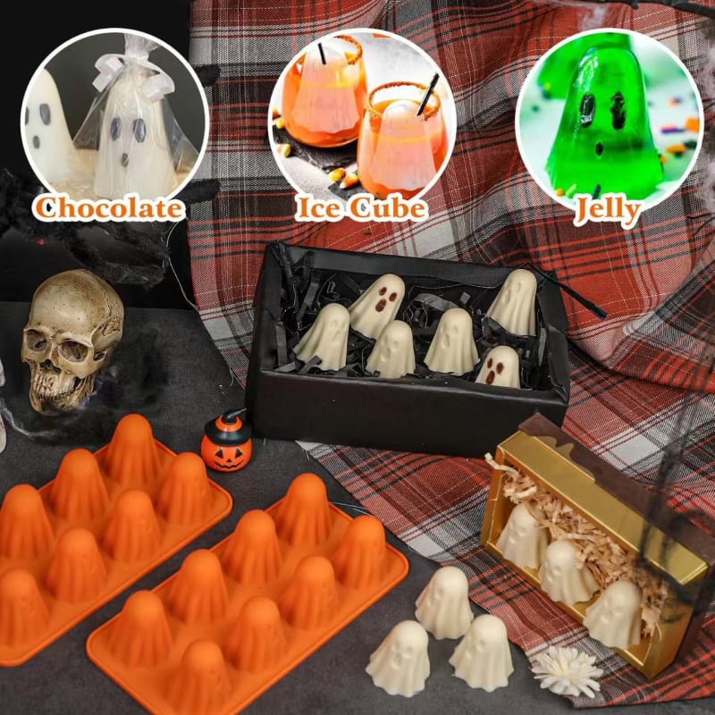 Formă din silicon de calitate alimentară, fantomă, pentru Halloween, rezistentă la temperaturi înalte