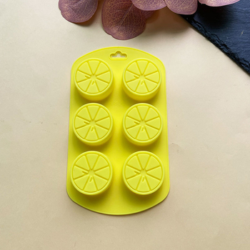 Set de 6 forme din silicon circulare cu motif de lămâie pentru cofetărie DIY – prăjituri, mousse și budincă