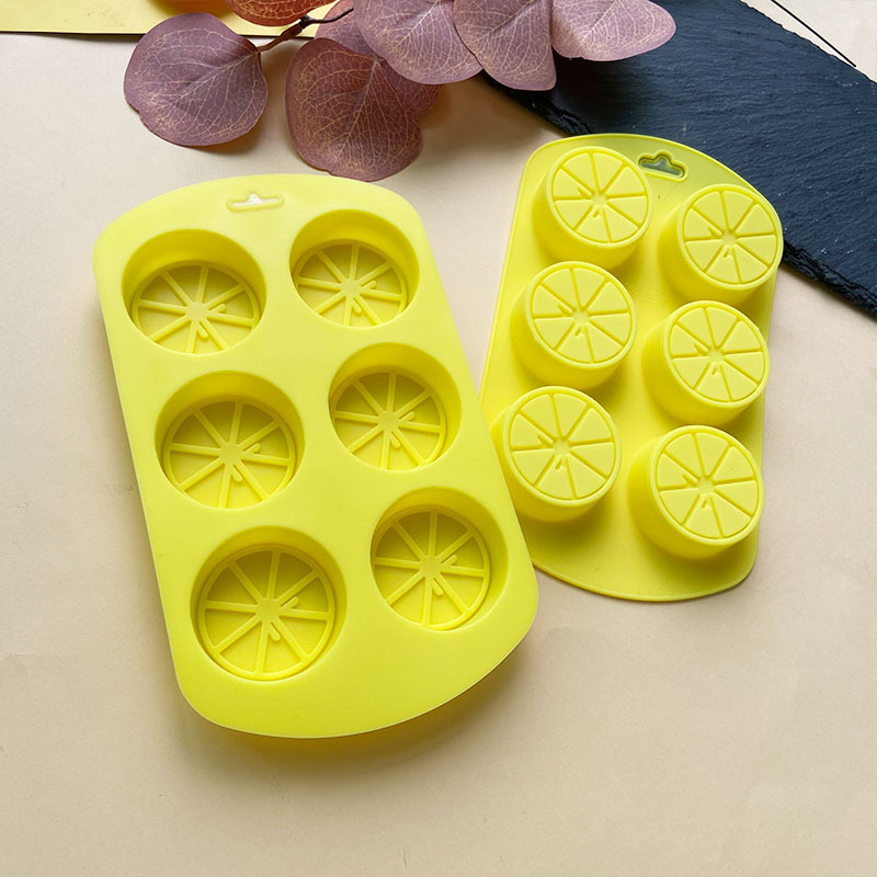 Set de 6 forme din silicon circulare cu motif de lămâie pentru cofetărie DIY – prăjituri, mousse și budincă
