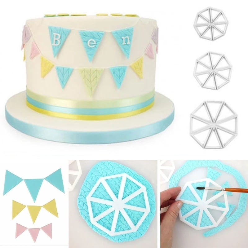 Formă triunghiulară pentru mini drapel – matriță pentru embossing și tăiere, cutter DIY pentru biscuiți, decorare prăjituri