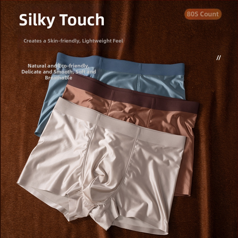 Pánske priedušné antibakteriálne spodné prádlo Ice Silk Satin, luxusné boxerky, bezšvové