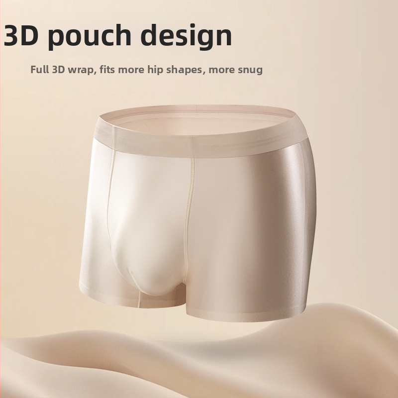 Pánske priedušné antibakteriálne spodné prádlo Ice Silk Satin, luxusné boxerky, bezšvové