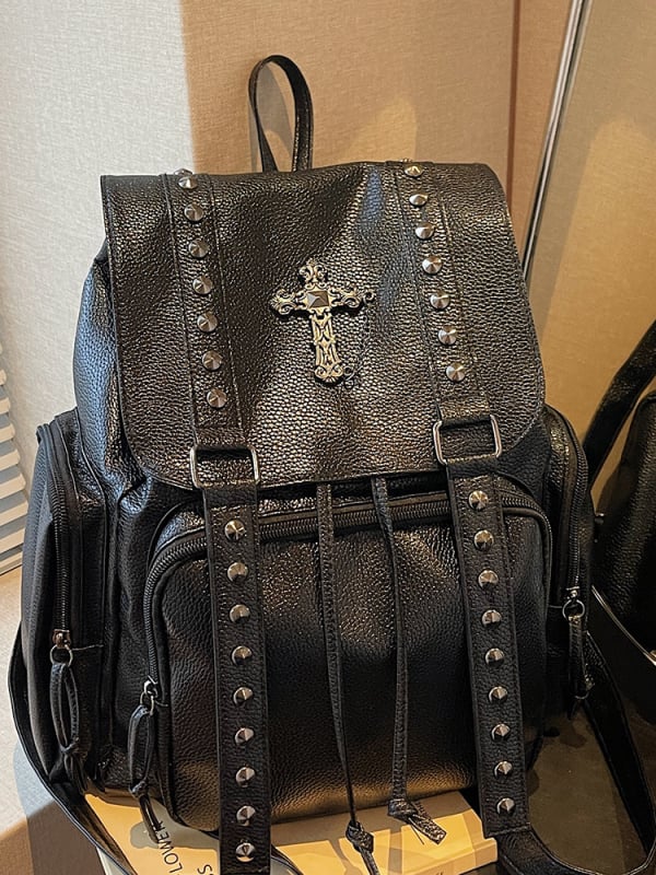 Rucsac de modă cu ținte metalice, capacitate mare, pentru femei, stil urban, pentru uz zilnic și călătorii