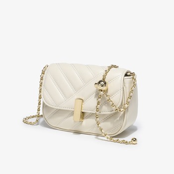 Geantă crossbody mică pentru femei, pătrată, cu lanț cu bile aurii - model 2026, lux ușor minimalist