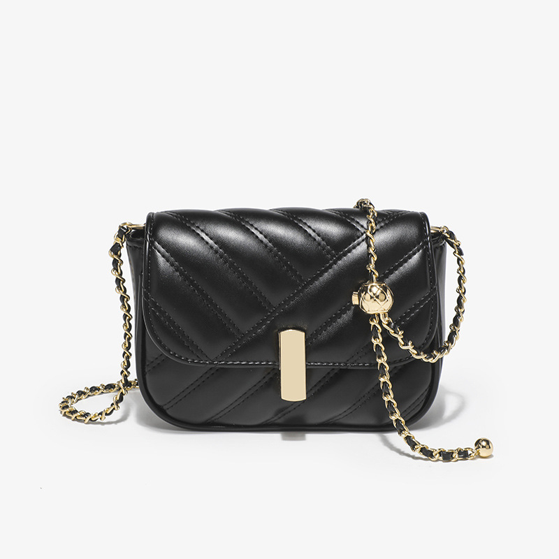 Geantă crossbody mică pentru femei, pătrată, cu lanț cu bile aurii - model 2026, lux ușor minimalist