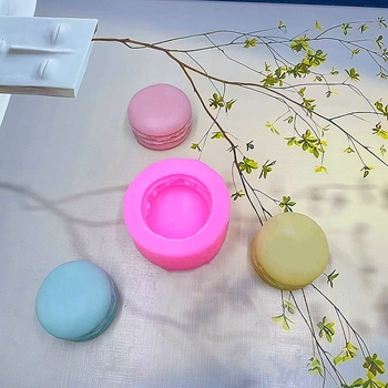 Formă din silicon 3D în formă de macarons, pentru săpun, fondant, prăjituri, lumânări aromatice și ciocolată, roz