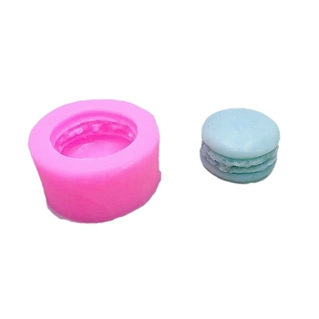 Formă din silicon 3D în formă de macarons, pentru săpun, fondant, prăjituri, lumânări aromatice și ciocolată, roz