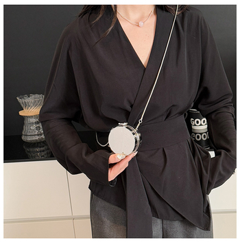 Geantă mini din acril pentru fete, geantă de buze de nișă la modă, textură retro, geantă crossbody rotundă